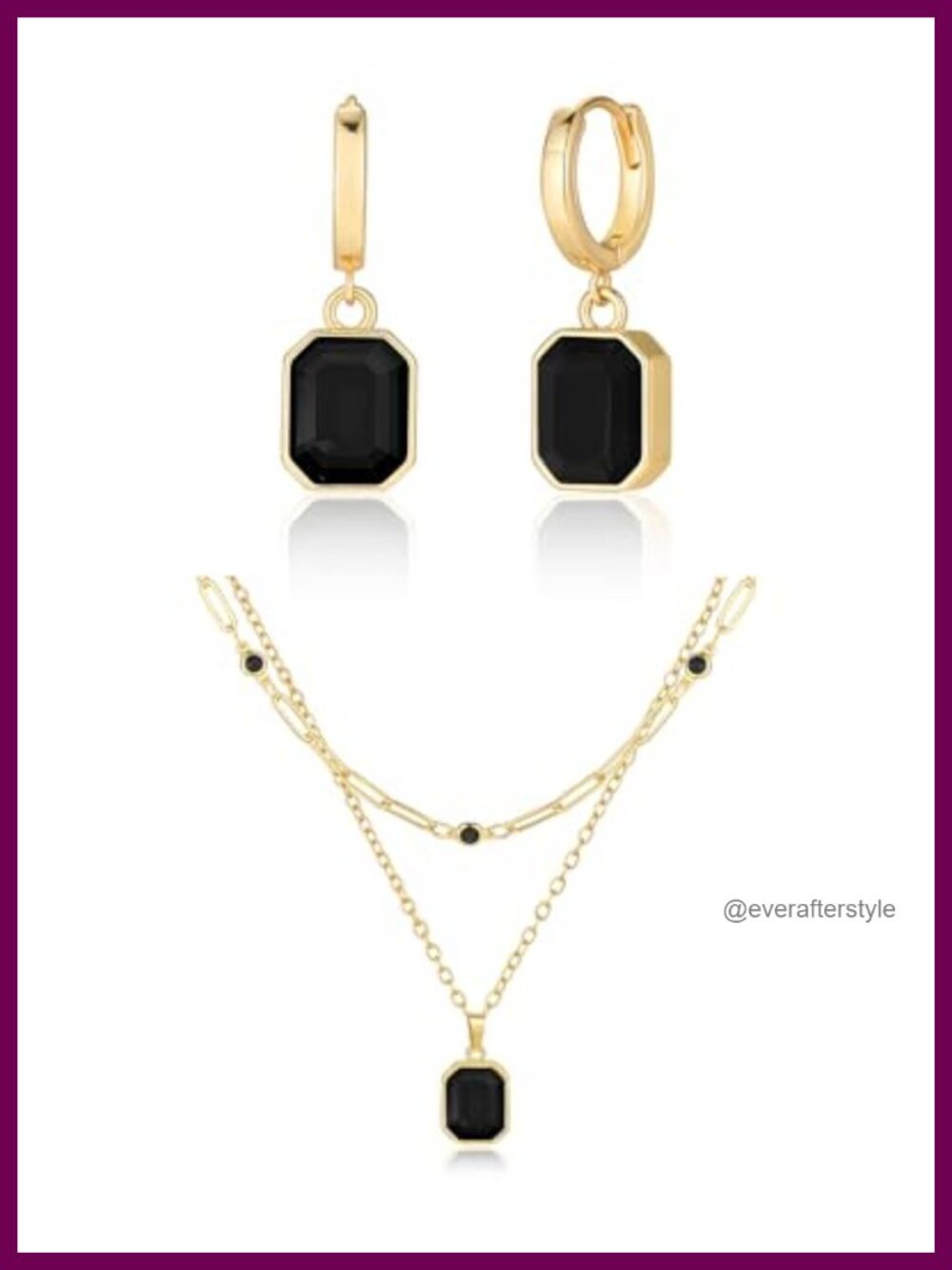 18K Gold Plated Crystal Hoop Earrings and Layered Necklace Set, Dainty Choker,